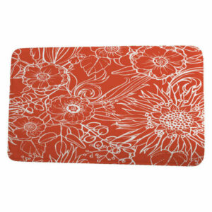 Cuban Flare Zentangle 4 Floral Print Bath Mat, Red Orange, 21"x34"