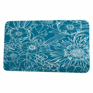 Cuban Flare Zentangle 4 Floral Print Bath Mat, Teal, 21"x34"