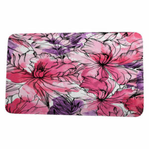 Cuban Flare Zentangle Floral Print Bath Mat, Purple, 21"x34"