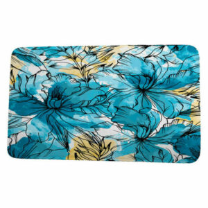 Cuban Flare Zentangle Floral Print Bath Mat, Teal, 21"x34"