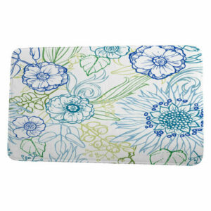 Cuban Flare Zentanle 4 Color Floral Print Bath Mat, Blue, 17"x24"