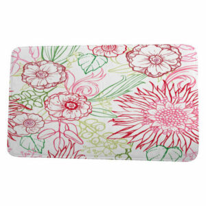 Cuban Flare Zentanle 4 Color Floral Print Bath Mat, Red, 17"x24"