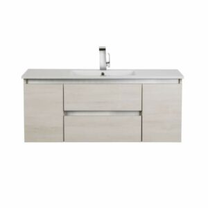 Cutler Kitchen and Bath FVSS48 Silhouette Sleek 48" Wall Mounted Single Basin Vanity Set with Cultured Marble Vanity Top and Single Hole Faucet Fogo