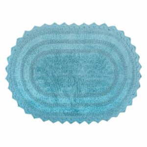 DII Cameo Blue Small Oval Crochet Bath Mat