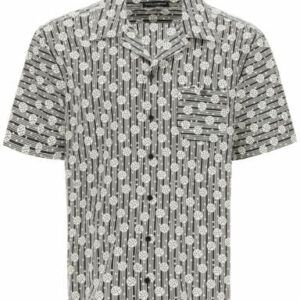 DOLCE & GABBANA HAWAII SHIRT WITH PRINT 40 White, Black Cotton