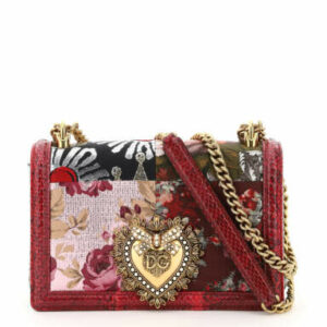 DOLCE & GABBANA PATCHWORK DEVOTION BAG OS Purple, Pink, Gold Leather