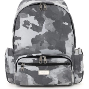 DOLCE & GABBANA REFLECTIVE CAMOUFLAGE NYLON BACKPACK OS Grey Technical, Cotton