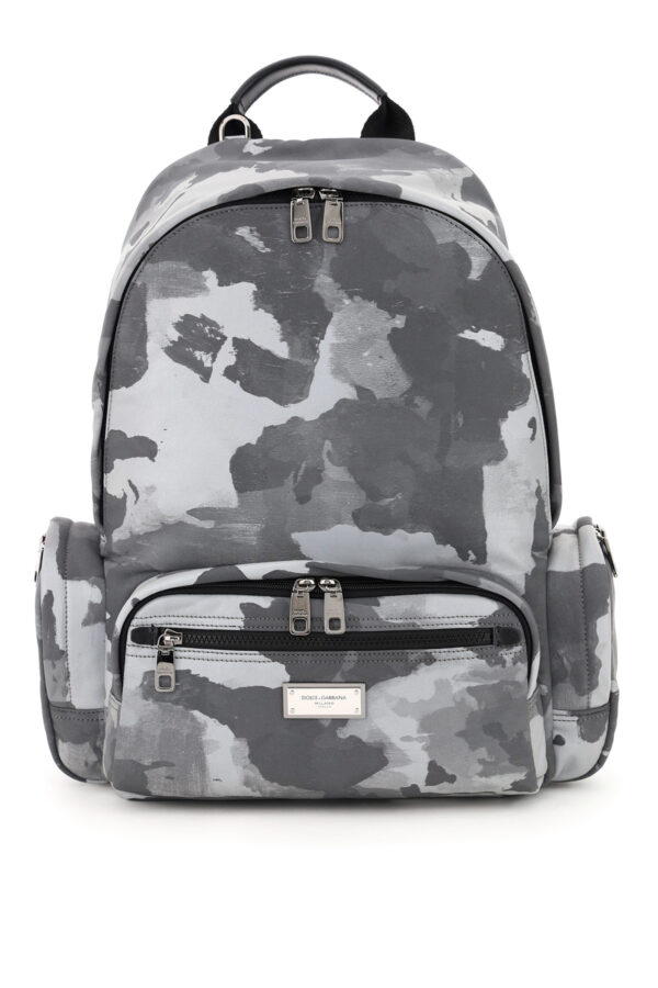 DOLCE & GABBANA REFLECTIVE CAMOUFLAGE NYLON BACKPACK OS Grey Technical, Cotton