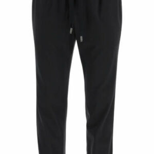 DOLCE & GABBANA WOOL JOGGING TROUSERS WITH CAMOUFLAGE INSERTS 50 Black, White, Red Wool, Technical