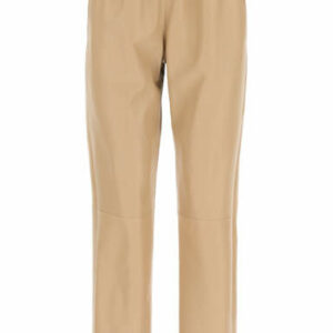 DROME LEATHER JOGGING TROUSERS M Beige, Brown Leather