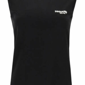 DSQUARED2 TOP WITH LOGO PRINT XS Black Cotton