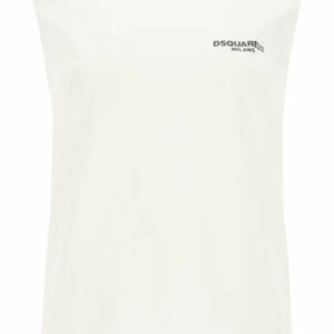 DSQUARED2 TOP WITH LOGO PRINT XS White, Black Cotton