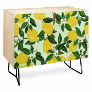 Deny Designs Vitamin C Credenza, Birch, Black Steel Legs