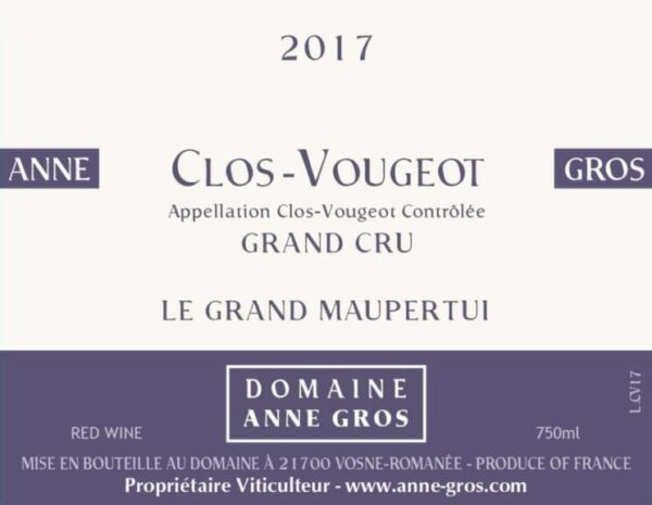 Domaine Anne Gros 2017 Clos Vougeot Grand Cru Le Grand Maupertui - Pinot Noir Red Wine