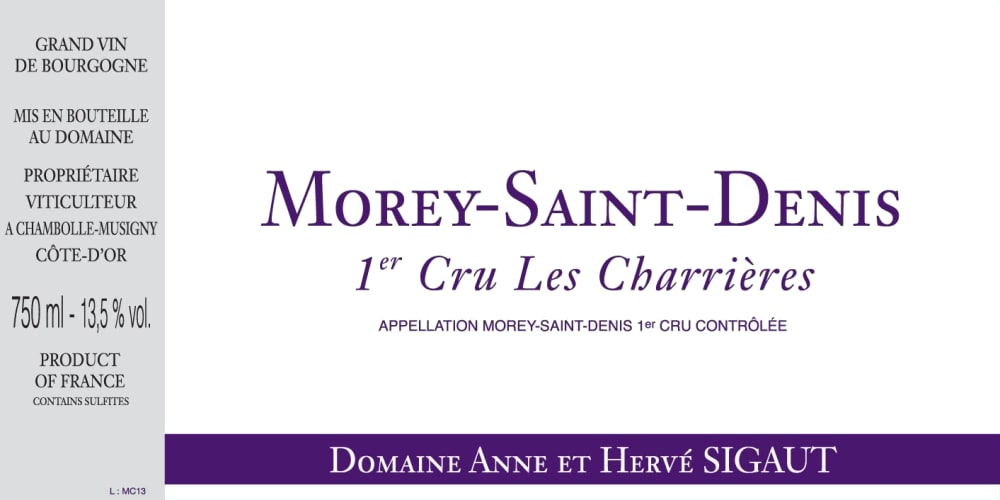 Domaine Anne et Herve Sigaut 2016 Morey-St-Denis Les Charrieres Premier Cru - Pinot Noir Red Wine