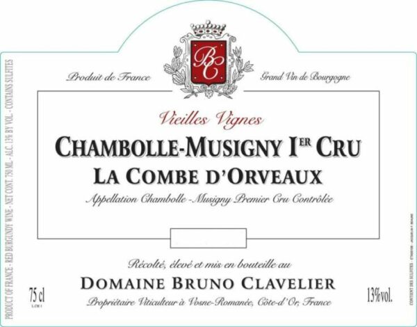 Domaine Bruno Clavelier 2014 Chambolle-Musigny La Combe d'Orveaux Premier Cru Vieilles Vignes - Pinot Noir Red Wine