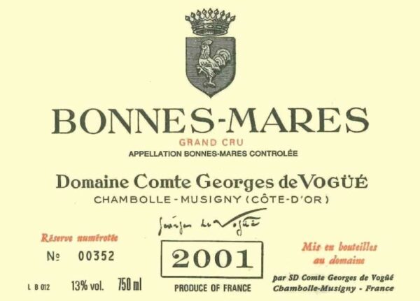 Domaine Comte Georges de Vogue 2001 Bonnes Mares - Pinot Noir Red Wine