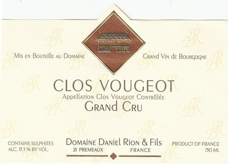 Domaine Daniel Rion & Fils 2016 Clos Vougeot Grand Cru - Pinot Noir Red Wine