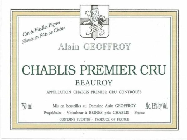 Domaine Geoffroy 2018 Chablis Beauroy Premier Cru Vieilles Vignes - Chardonnay White Wine