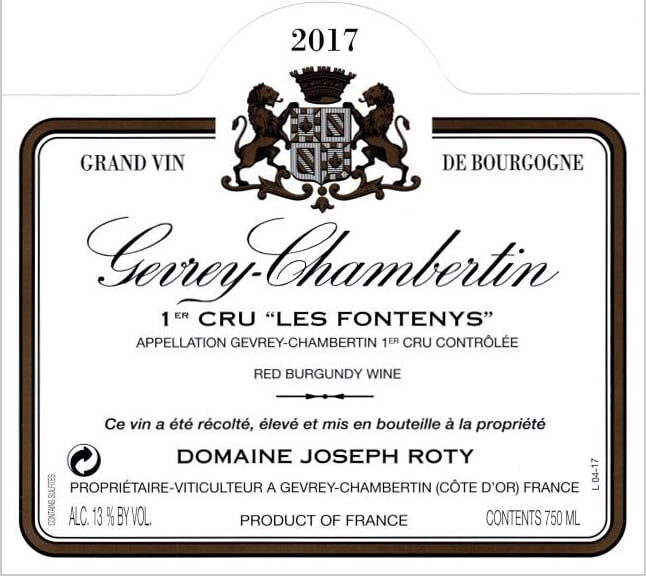 Domaine Joseph Roty 2017 Gevrey-Chambertin Les Fontenys Premier Cru - Pinot Noir Red Wine