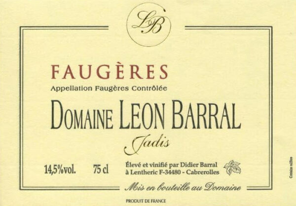 Domaine Leon Barral 2016 Faugeres Jadis - Rhone Blends Red Wine
