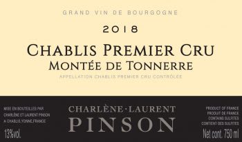 Domaine Pinson Freres 2018 Chablis Montee de Tonnerre Premier Cru - Chardonnay White Wine