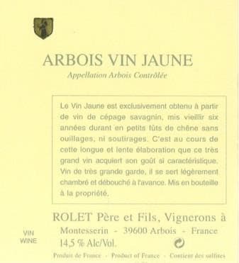 Domaine Rolet 2010 Arbois Vin Jaune (375ML half-bottle) - White Wine