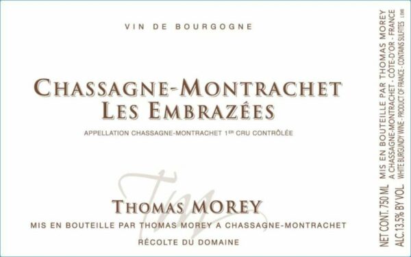 Domaine Thomas Morey 2017 Chassagne-Montrachet Les Embrazees Premier Cru - Chardonnay White Wine