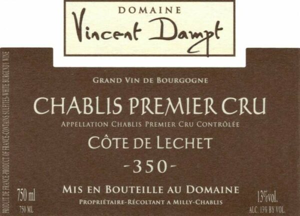 Domaine Vincent Dampt 2017 Chablis Cote de Lechet 350 Premier Cru - Chardonnay White Wine