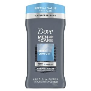 Dove Men+Care Antiperspirant Deodorant Clean Comfort, Twin Pack - 2.7 oz x 2 pack
