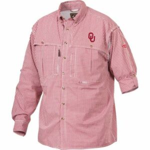 Drake Waterfowl Men's University of Oklahoma Wingshooter Plaid Long Sleeve Shirt Red Dark, 2X-Large - NCAA Men's Tops at Academy Sports