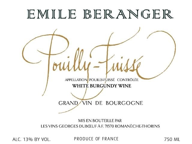 Duboeuf 2016 Pouilly-Fuisse Emile Beranger - Chardonnay White Wine