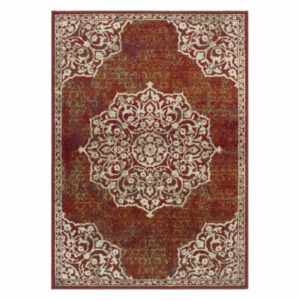 Eclectic Floral Medallion Indoor Living Room Area Rug, 5'x8', Maroon