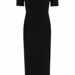 FENDI SHEATH DRESS FF MOTIF 42 Black Cotton