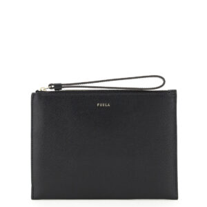 FURLA BABYLON S LEATHER POUCH OS Black Leather