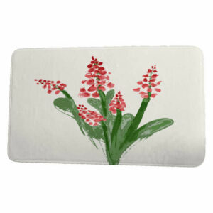 Farmers Market Bluebell Floral Print Bath Mat, Red, 17"x24"