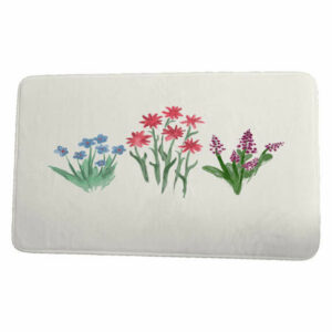 Farmers Market Flower Trio Floral Print Bath Mat, Light Blue, 17"x24"