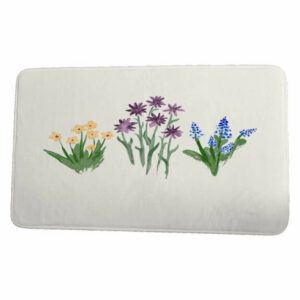 Farmers Market Flower Trio Floral Print Bath Mat, Purple/Blue, 17"x24"