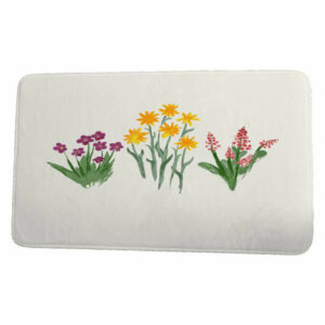 Farmers Market Flower Trio Floral Print Bath Mat, Purple/Yellow, 21"x3