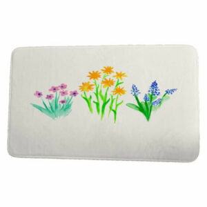 Farmers Market Flower Trio Floral Print Bath Mat, Yellow, 21"x34"