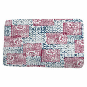 Farmers Market Patches Geometric Print Bath Mat, Maroon, 21"x34"