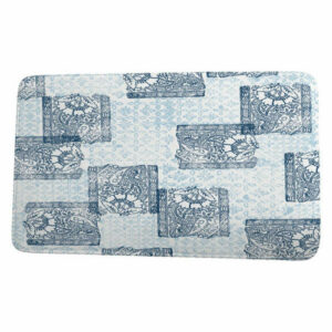 Farmers Market Patches Geometric Print Bath Mat, Navy Blue, 21"x34"