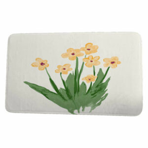 Farmers Market Pretty Little Flower Floral Print Bath Mat, Yellow, 17"