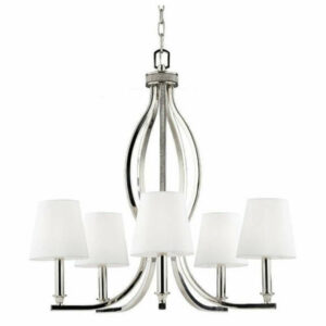 Feiss Lighting F2967/5PN Pave Inlay Chandelier 5 Light Steel White