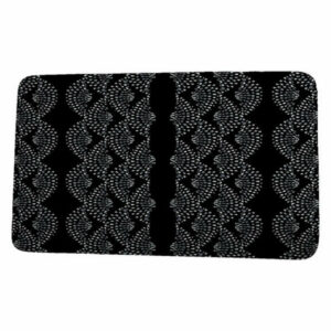 Fickle Florals Dotted Dcor Stripe Print Bath Mat, Black, 17"x24"