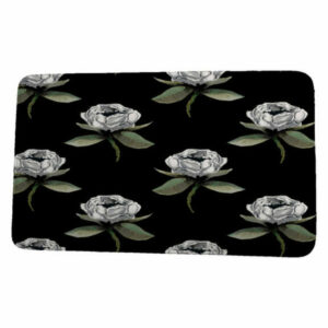 Fickle Florals Floral Bunch Floral Print Bath Mat, Black, 21"x34"