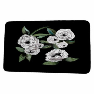 Fickle Florals Radiant Rose Floral Print Bath Mat, Black, 17"x24"