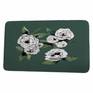 Fickle Florals Radiant Rose Floral Print Bath Mat, Green, 17"x24"