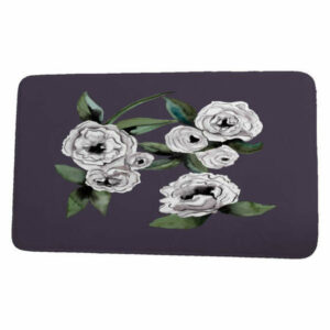 Fickle Florals Radiant Rose Floral Print Bath Mat, Purple, 17"x24"