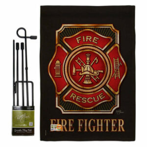 Fire Fighter Americana Military Garden Flag Set